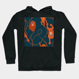 Orangutans swinging from jungle vines Hoodie